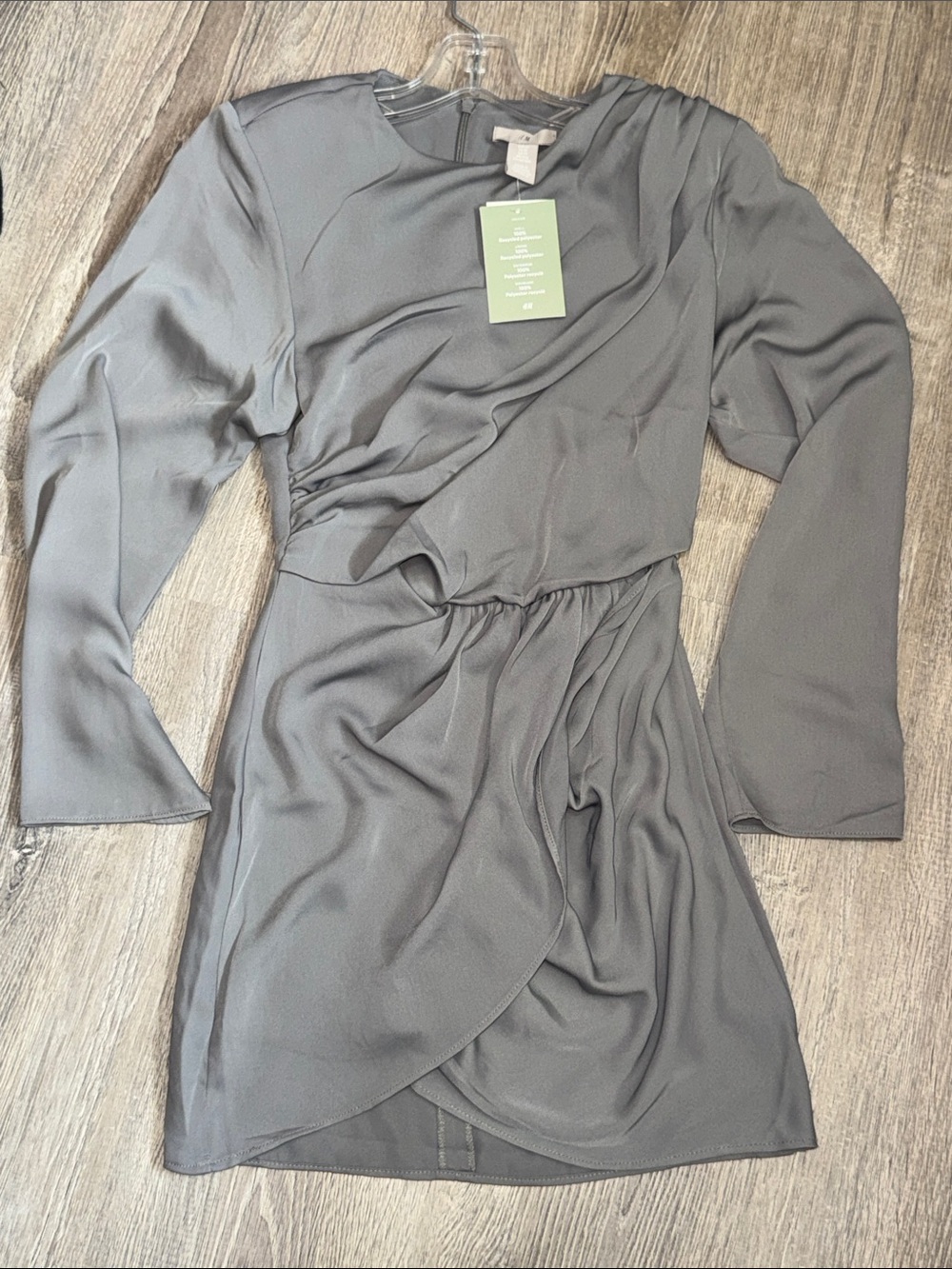 H&M Gray Long-Sleeve Wrap-Style Dress